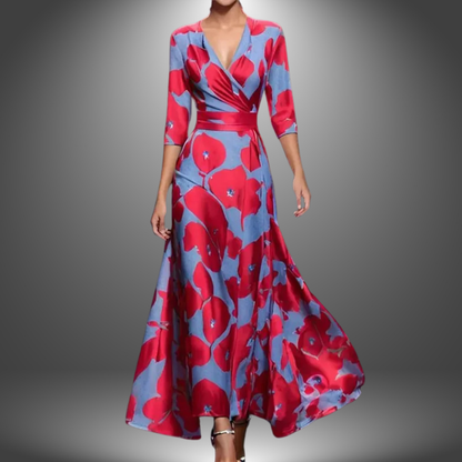 Reinhilde Floral V-Neck Wrap Maxi Dress