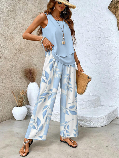 Kaarina Wide Leg Floral Print Two-Piece Set