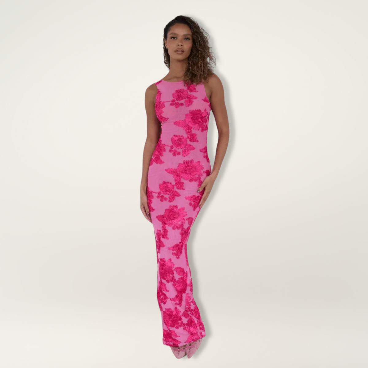 Hildegard Floral Wedding Guest Sleeveless Maxi Dress