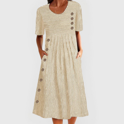 Plectrude Striped Button-Front Midi Dress