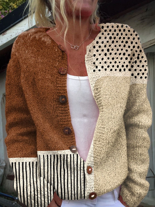 Laoise Button-Down Polka Dot Cardigan Sweater