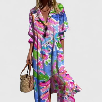 Yasmina Maxi Shirt Dress with Button-Down Front
