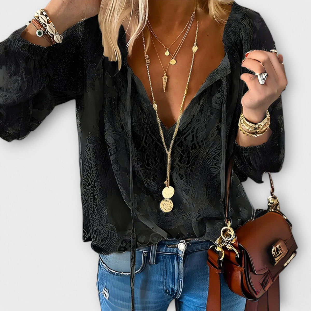 Luitgard V-Neck Lace Blouse