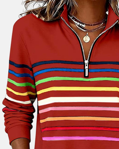 Thordis Striped Half-Zip Sweatshirt