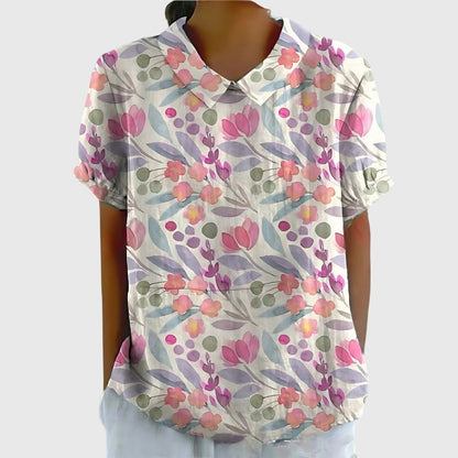 Jenna | V-Neck Short Sleeve Floral Blouse for Women