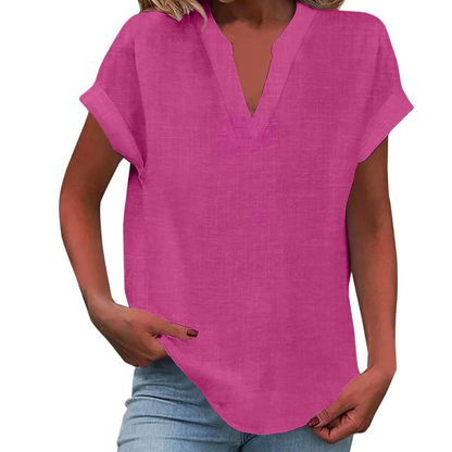 Iracema Blouse with V-Neck and Short Sleeves