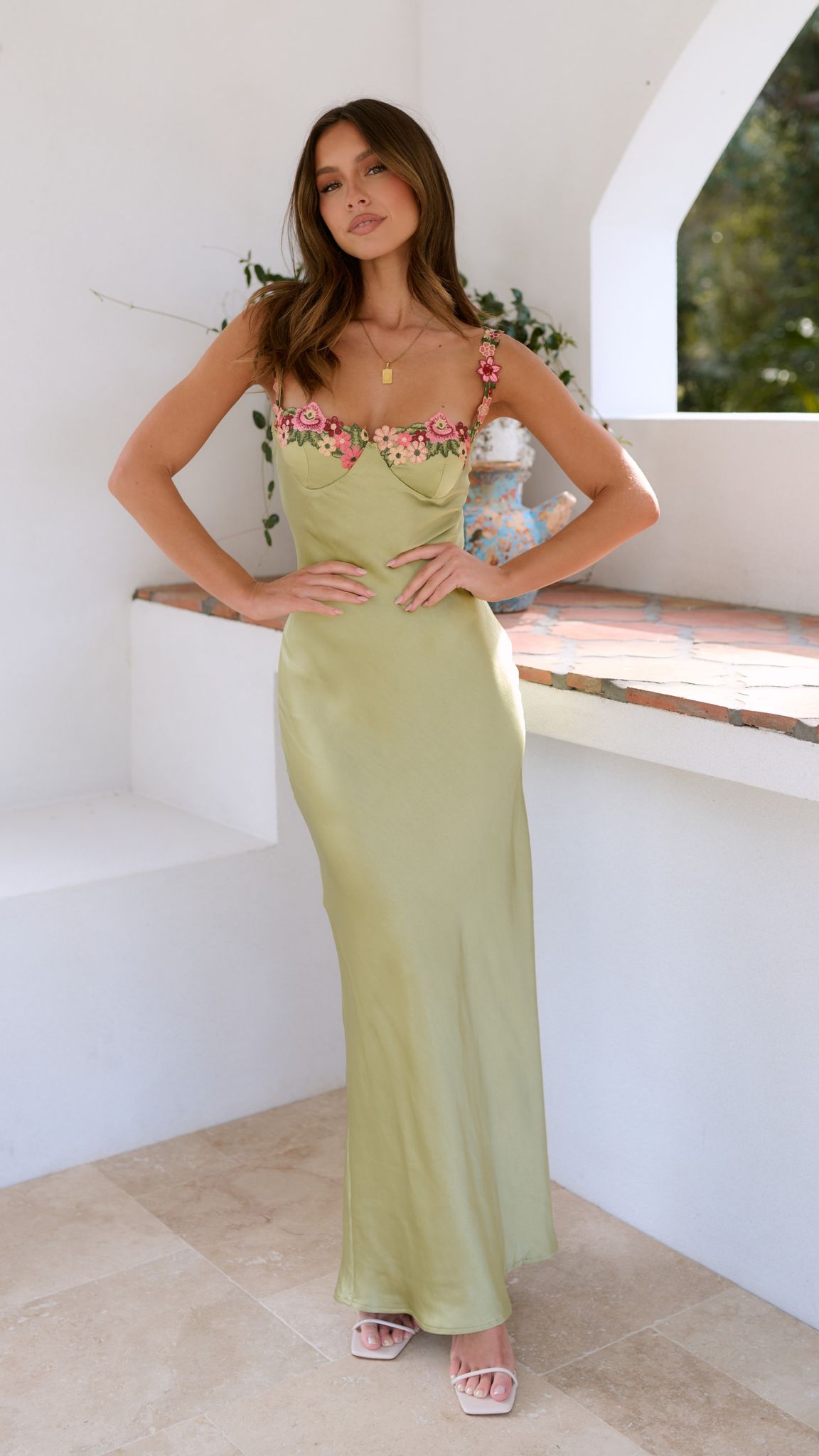 Bellina Wedding Guest Maxi Dress with Sweetheart Neckline