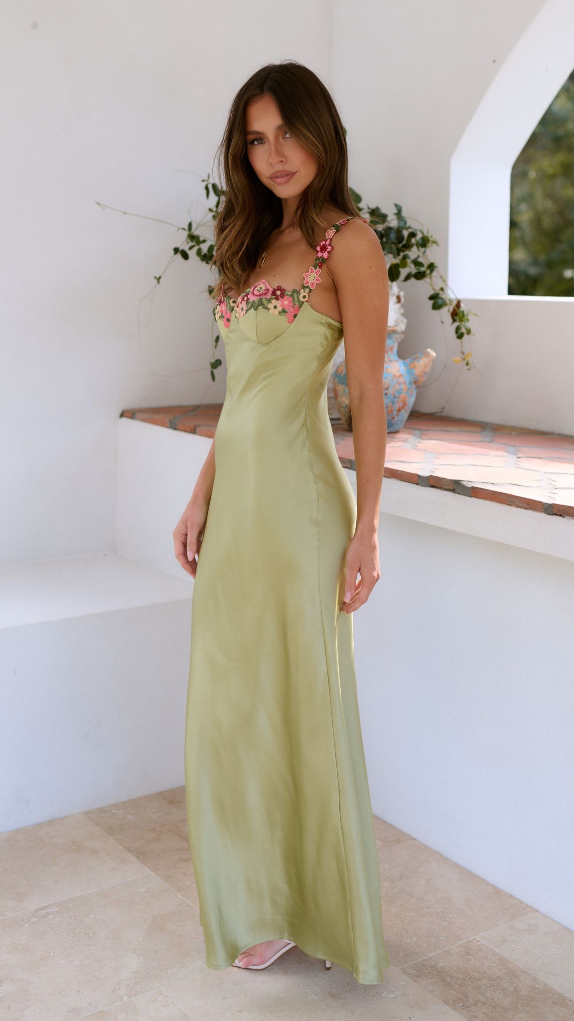 Bellina Wedding Guest Maxi Dress with Sweetheart Neckline