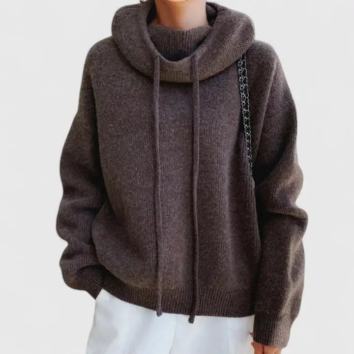 Peronelle Oversized Ribbed Knit Hoodie