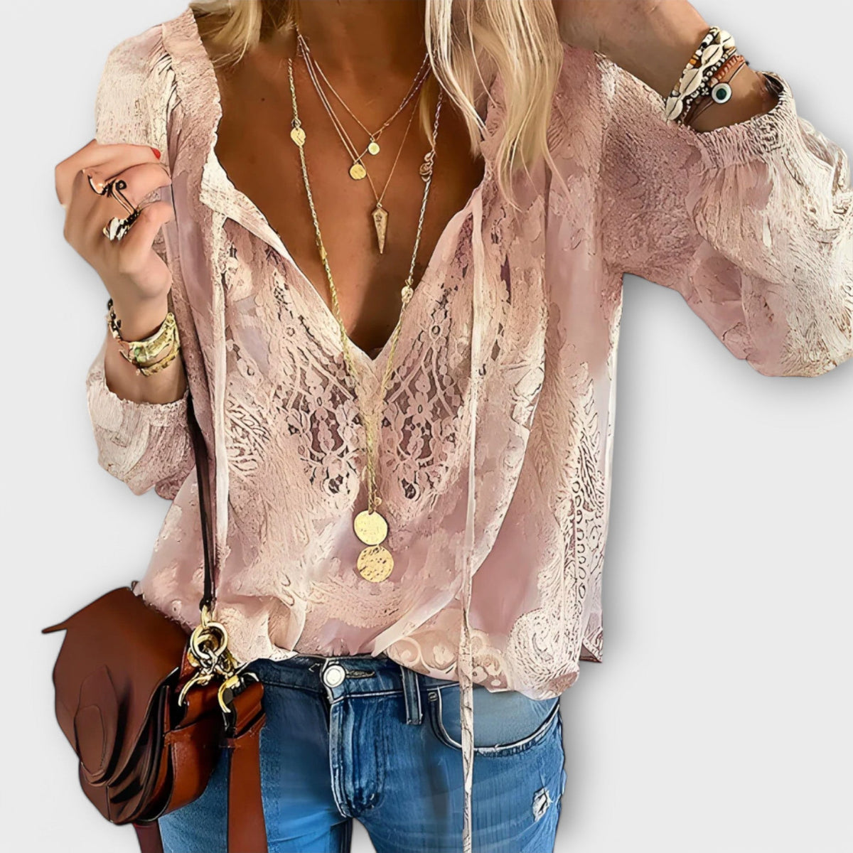 Luitgard V-Neck Lace Blouse