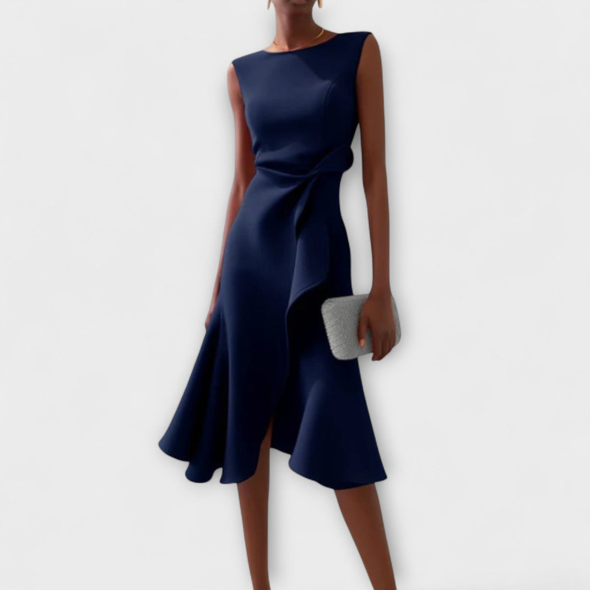 Carminda A-Line Midi Dress with Wrap Detail