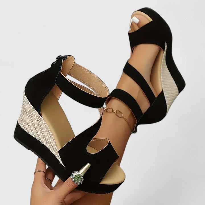 Aouregan Open Toe Platform Wedge Sandals
