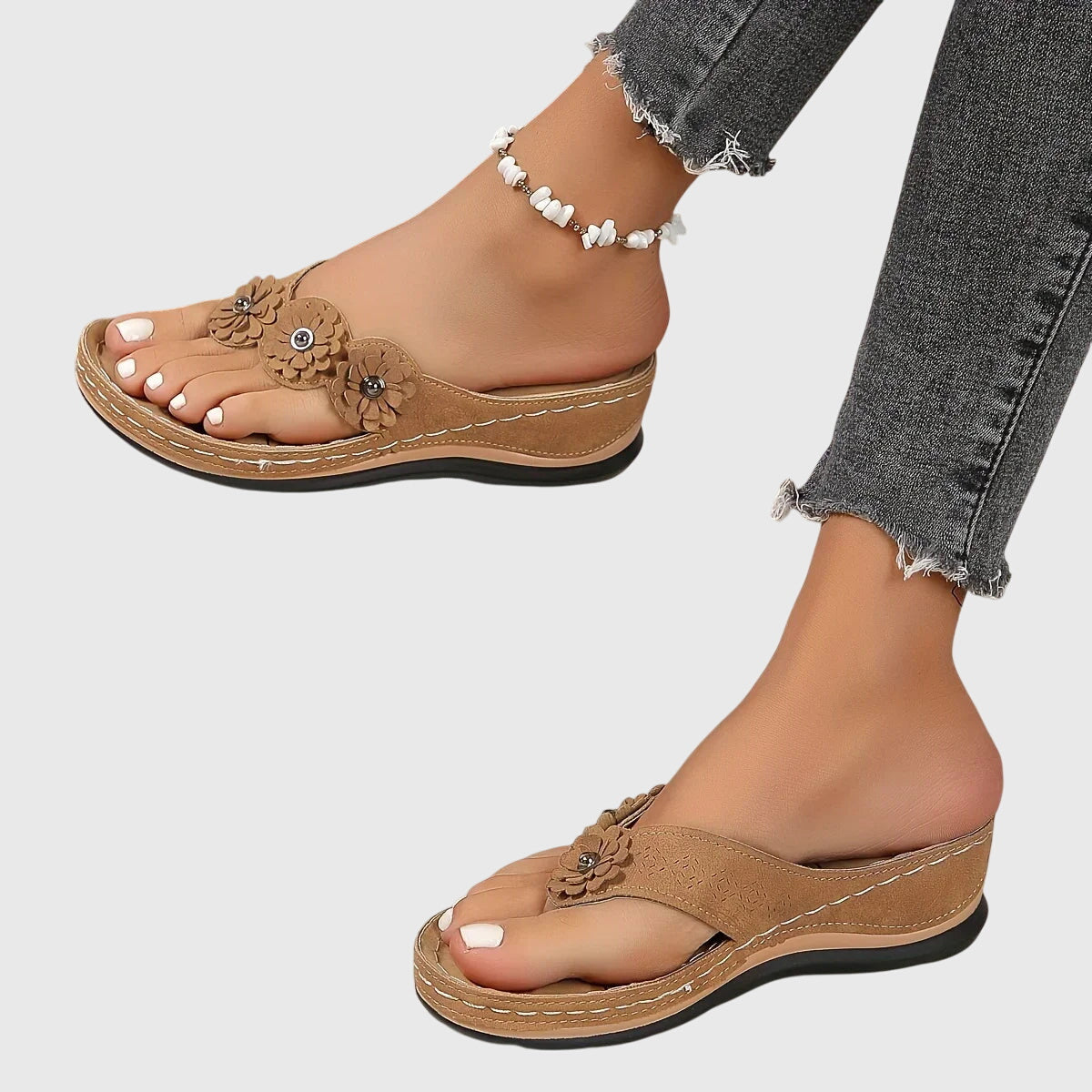 Huguette Flower Embellished Thong Sandals