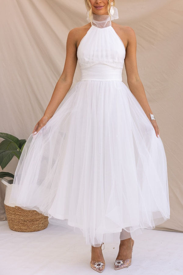Zampia Tulle Halterneck A-Line Midi Dress