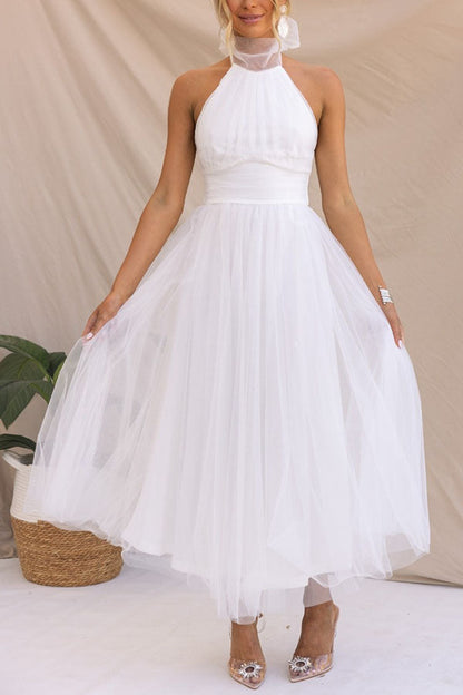 Zampia Tulle Halterneck A-Line Midi Dress