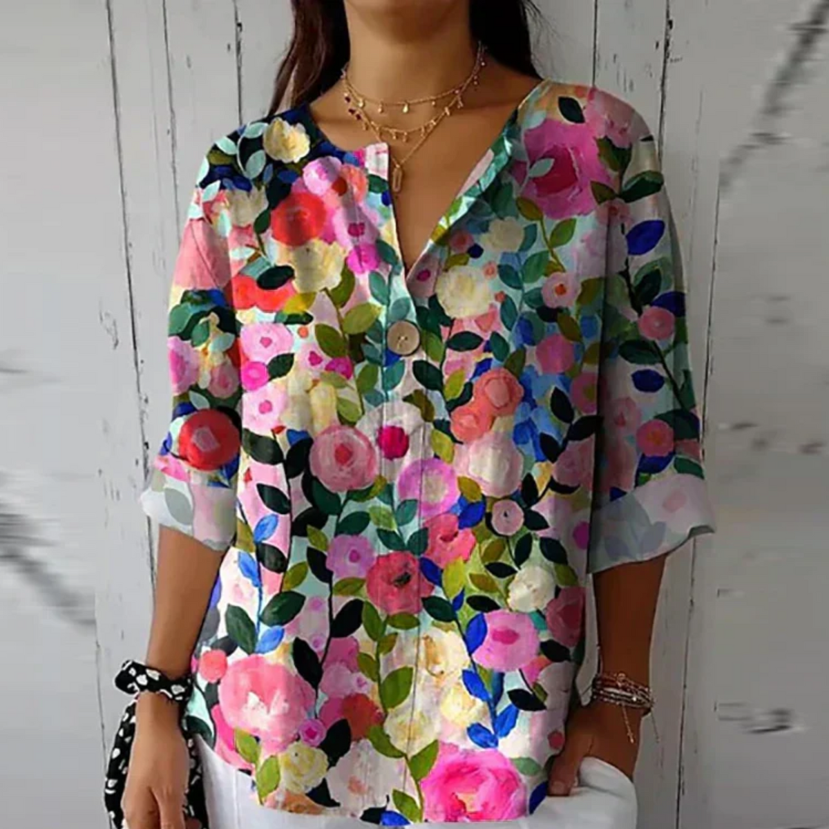 Slawomira Floral V-Neck Blouse