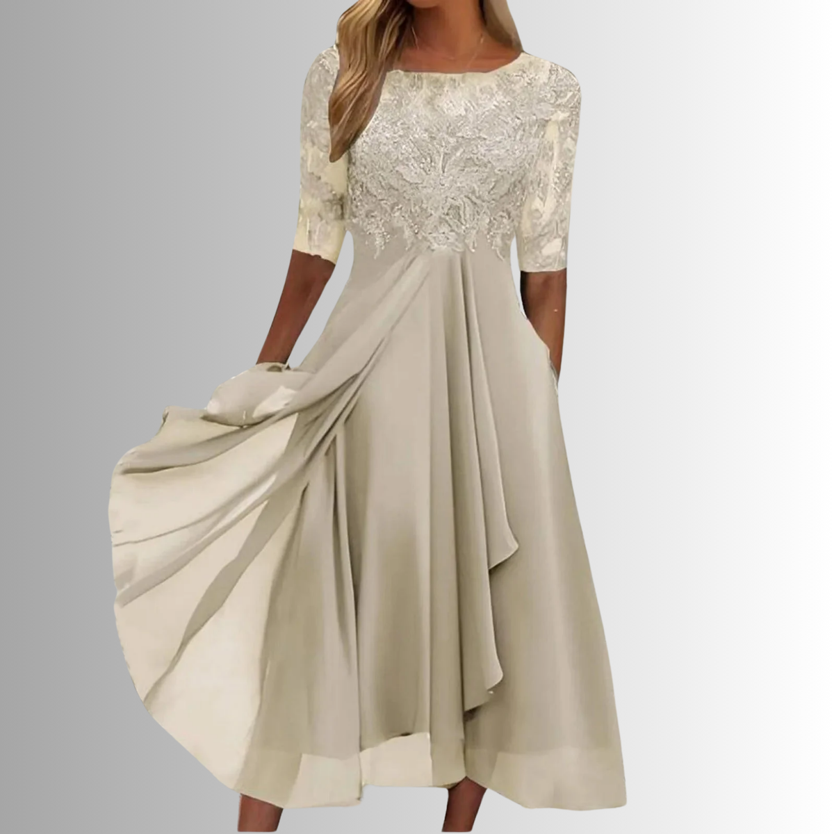 Smeralda Lace A-Line Midi Dress