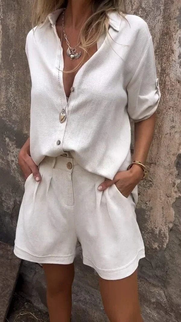 Zarrin Button-Down Shorts Set