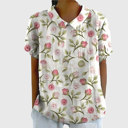 Jenna | V-Neck Short Sleeve Floral Blouse for Women