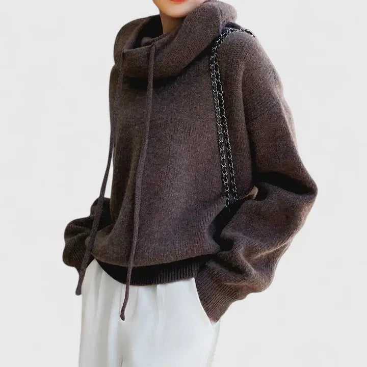Peronelle Oversized Ribbed Knit Hoodie