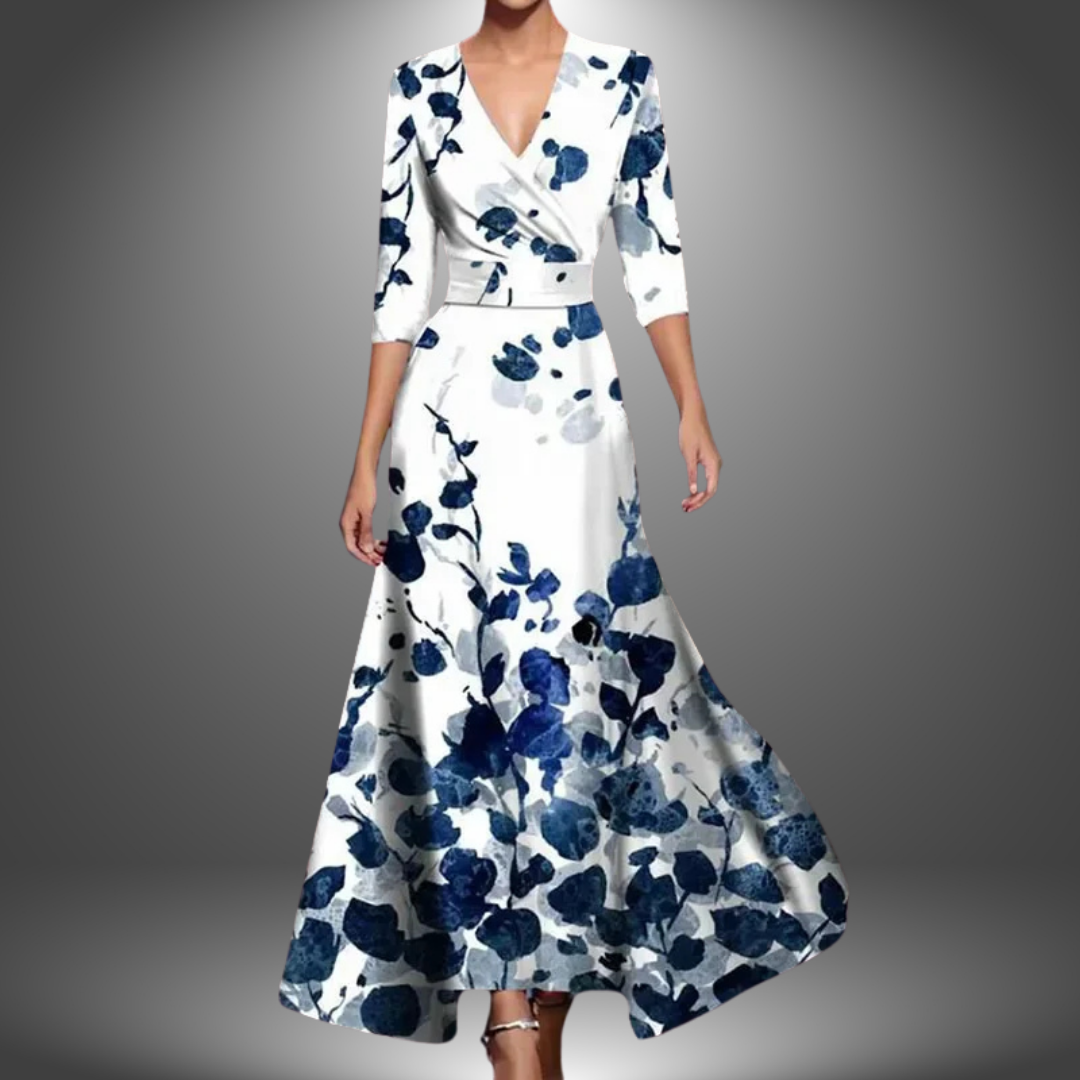 Reinhilde Floral V-Neck Wrap Maxi Dress