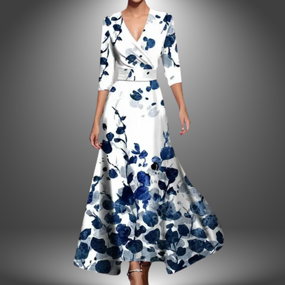 Reinhilde Floral V-Neck Wrap Maxi Dress