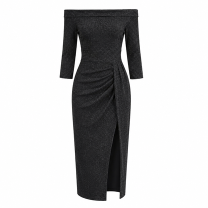 Elodie Elegant Off-Shoulder Midi Dress