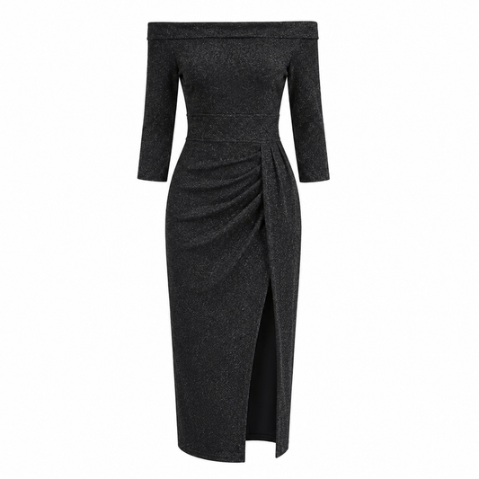 Elodie Elegant Off-Shoulder Midi Dress