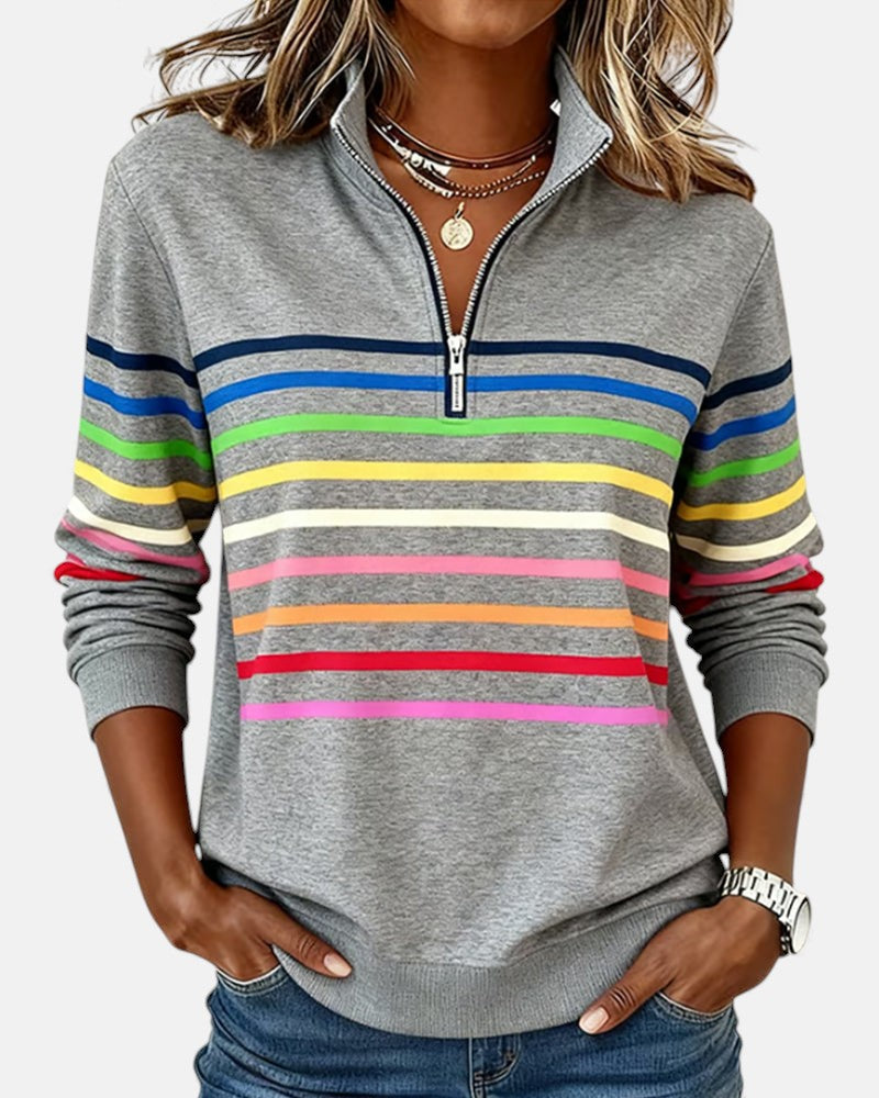 Thordis Striped Half-Zip Sweatshirt