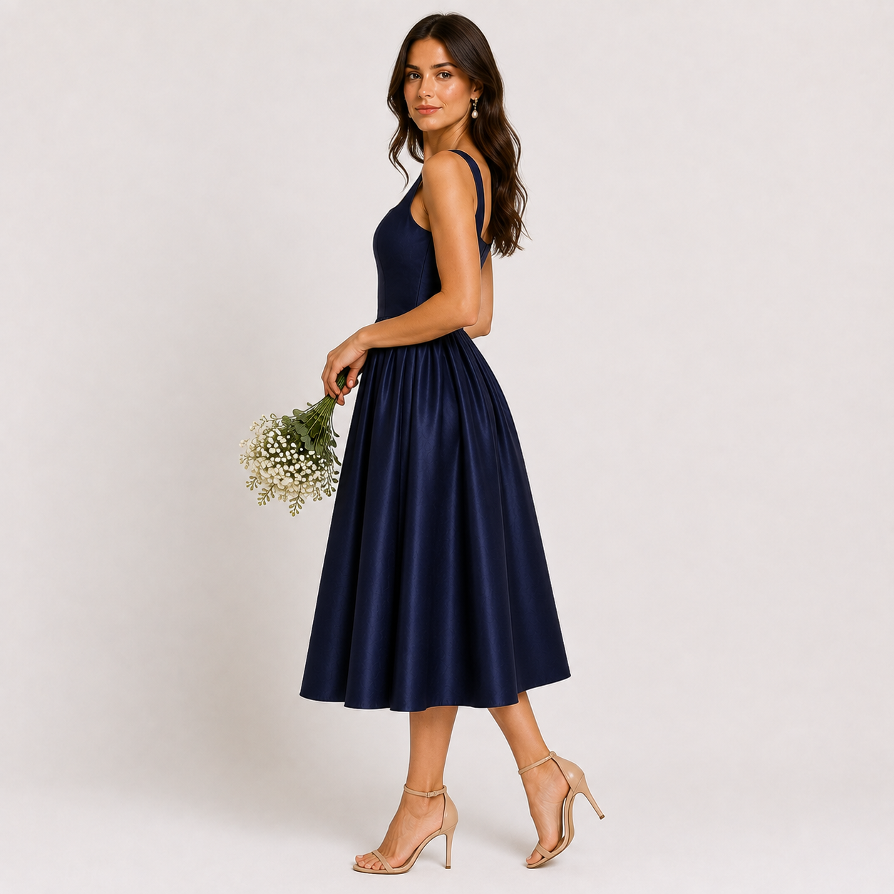 Celestine Blue Slip A-Line Midi Dress
