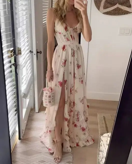 Zsuzsanna Floral Wedding Guest A-Line Maxi Dress