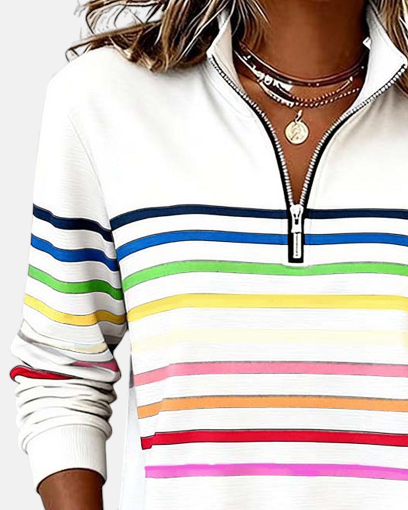 Thordis Striped Half-Zip Sweatshirt