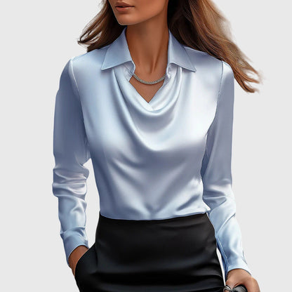 Zemyna Blouse with Cowl Neck and Long Sleeves