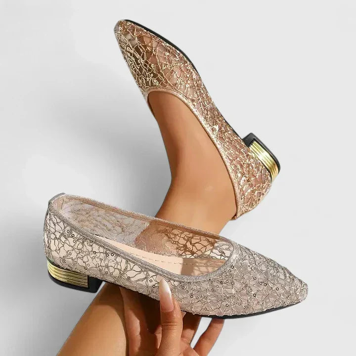Loyse Pointed Toe Lace Flats