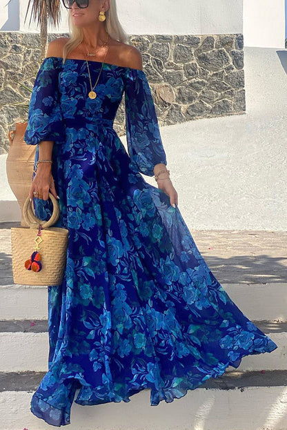 Anoush Floral Wedding Guest Off-Shoulder Maxi Dress