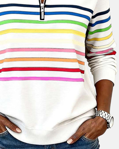 Thordis Striped Half-Zip Sweatshirt