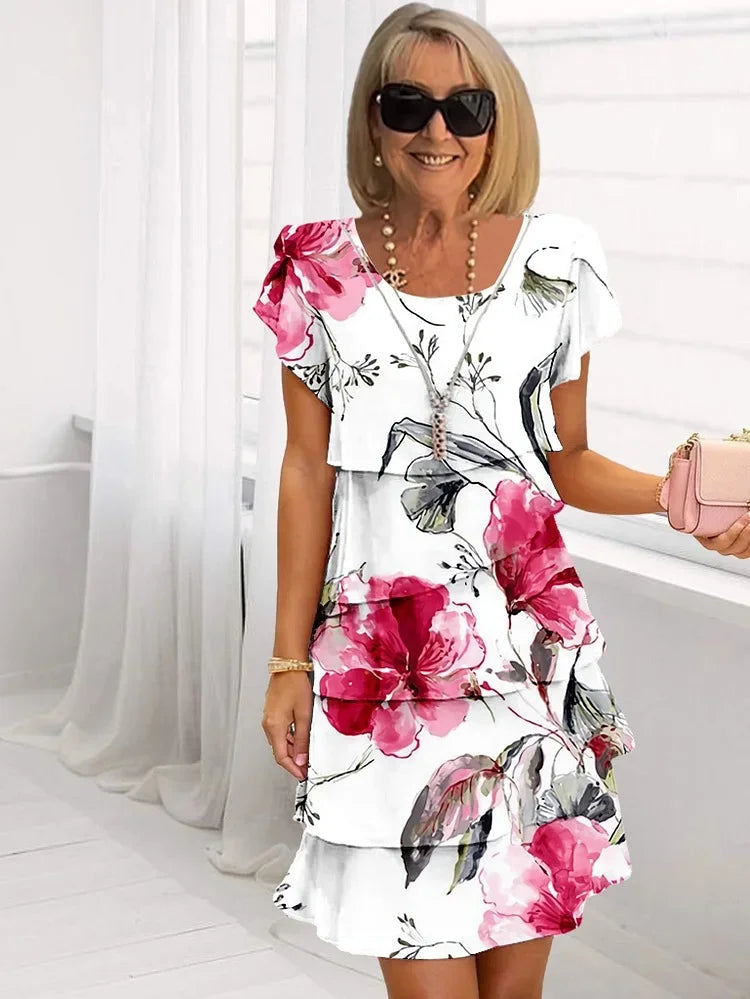 Ludmila Pleated A-Line Floral Dress