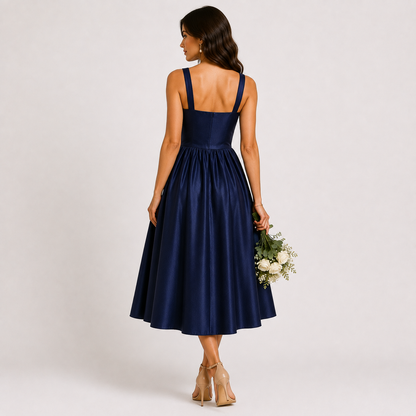 Celestine Blue Slip A-Line Midi Dress