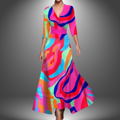 Reinhilde Floral V-Neck Wrap Maxi Dress