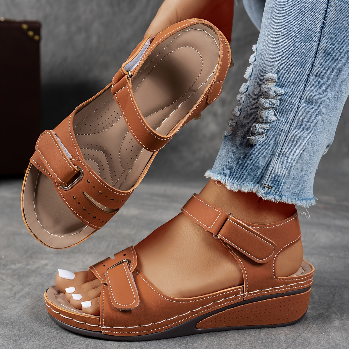 Fidelma Platform Wedge Sandals with Open Toe
