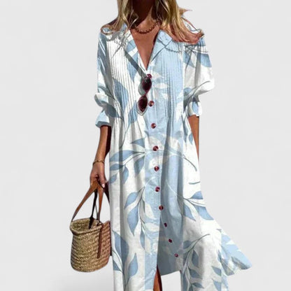 Yasmina Maxi Shirt Dress with Button-Down Front