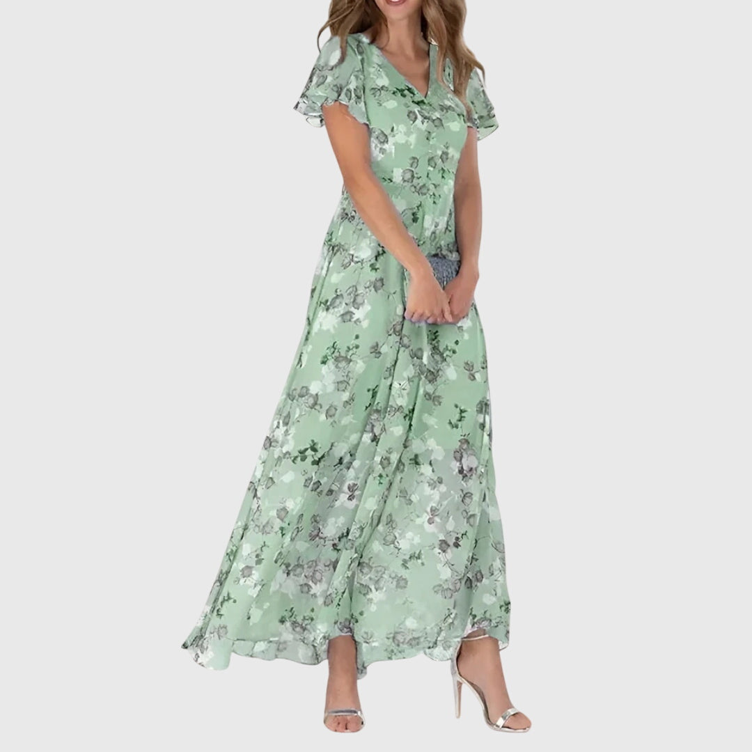 Mencia Floral Maxi Dress with V-Neck