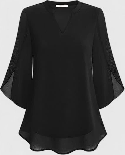 Ratberge V-Neck Bell Sleeve Tunic Blouse