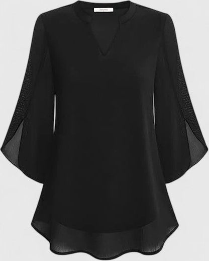 Ratberge V-Neck Bell Sleeve Tunic Blouse