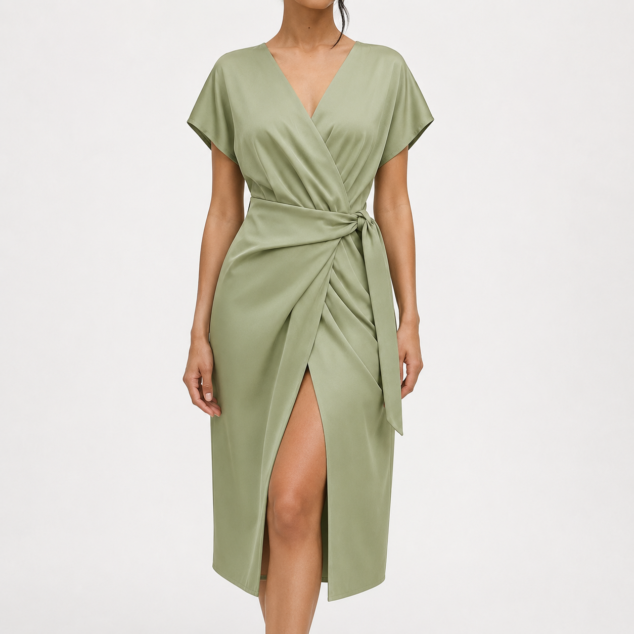Seraphina Elegant Wrap Midi Dress