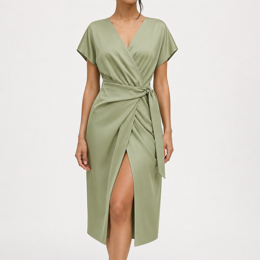 Seraphina Elegant Wrap Midi Dress