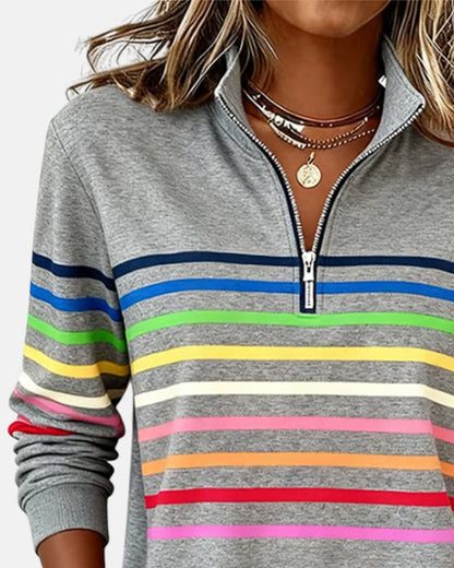 Thordis Striped Half-Zip Sweatshirt