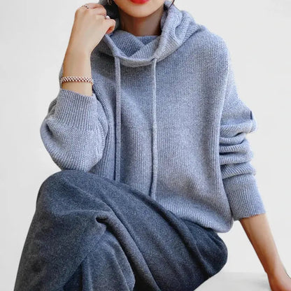 Peronelle Oversized Ribbed Knit Hoodie