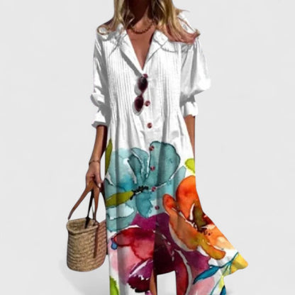 Yasmina Maxi Shirt Dress with Button-Down Front