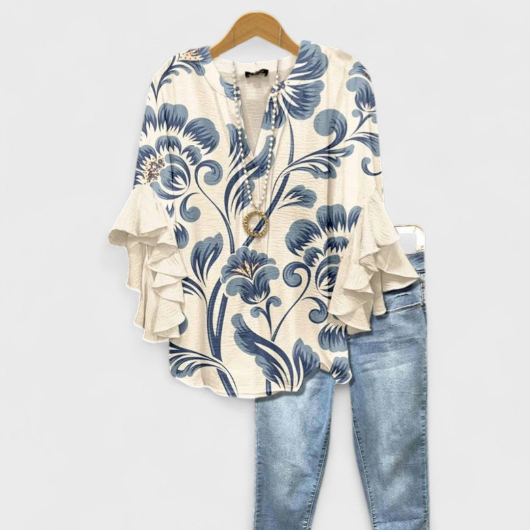 Maeve Floral Ruffle Lightweight Blouse